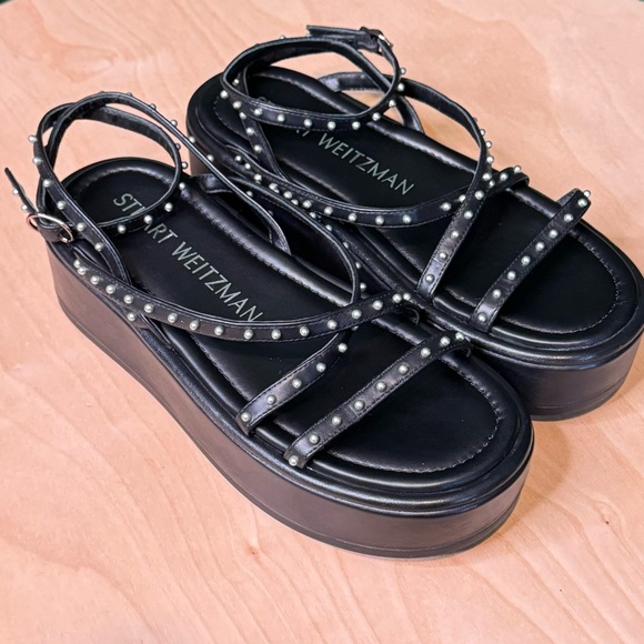 NWT Stuart Weitzman Summerlift Pearl Platform Ankle Strap Sandals Size 7 - Picture 9 of 12